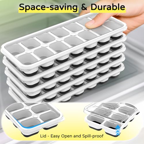Ice Cube Tray 5 Pack, Stackable Silicone for Daily Use